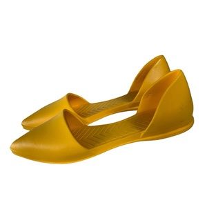 Native Women’s D’orsay Audrey Groovy Yellow Flats Point Toe Shoes